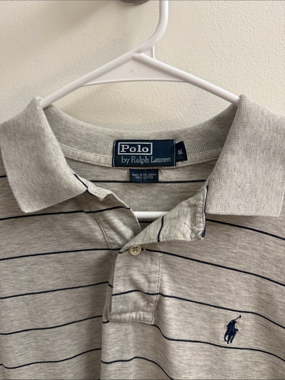Polo by Ralph Lauren Light Gray Polo with Navy Stripes